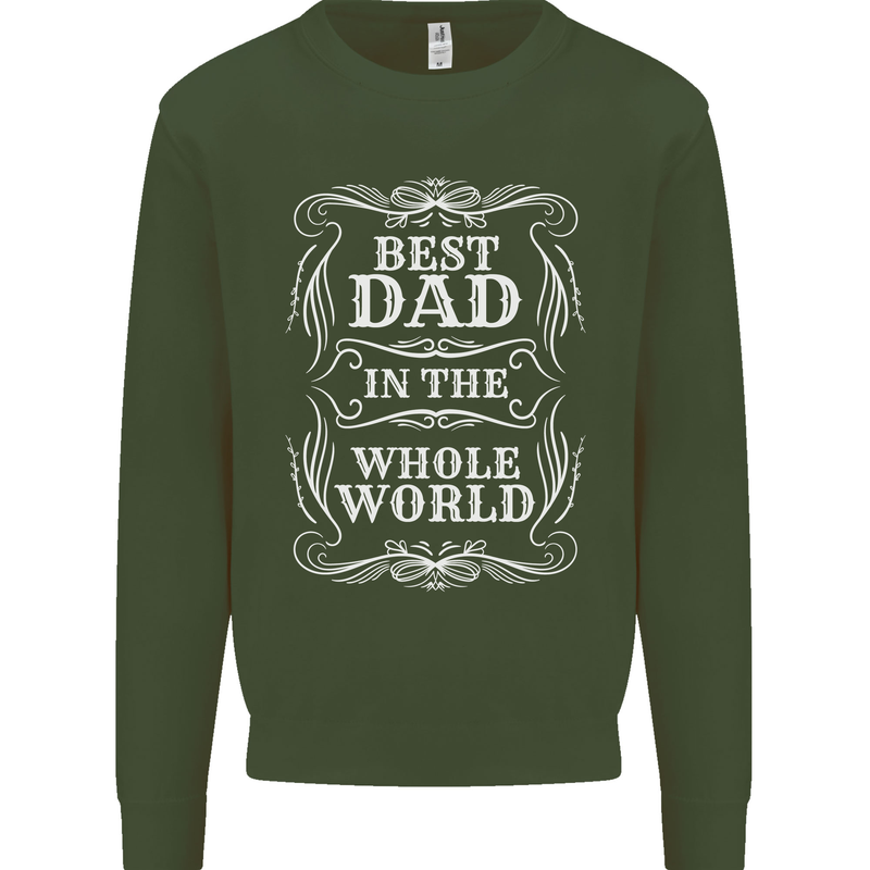 Best Dad in the Word Fathers Day Mens Sweatshirt Jumper Forest Green