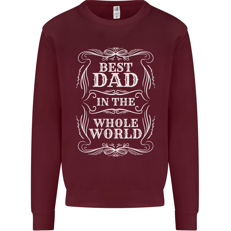 Best Dad in the Word Fathers Day Mens Sweatshirt Jumper Maroon