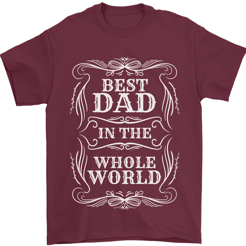 Best Dad in the Word Fathers Day Mens T-Shirt 100% Cotton Maroon