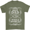 Best Dad in the Word Fathers Day Mens T-Shirt 100% Cotton Military Green