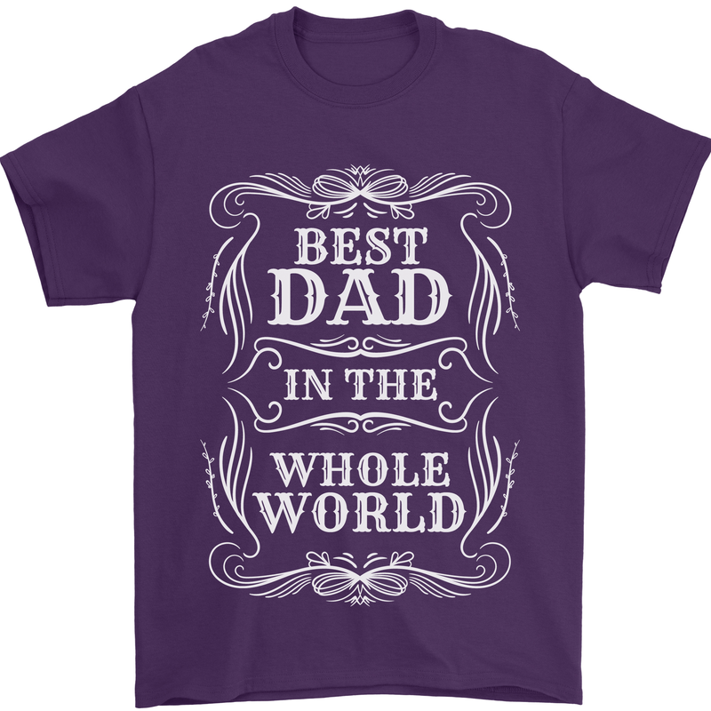 Best Dad in the Word Fathers Day Mens T-Shirt 100% Cotton Purple