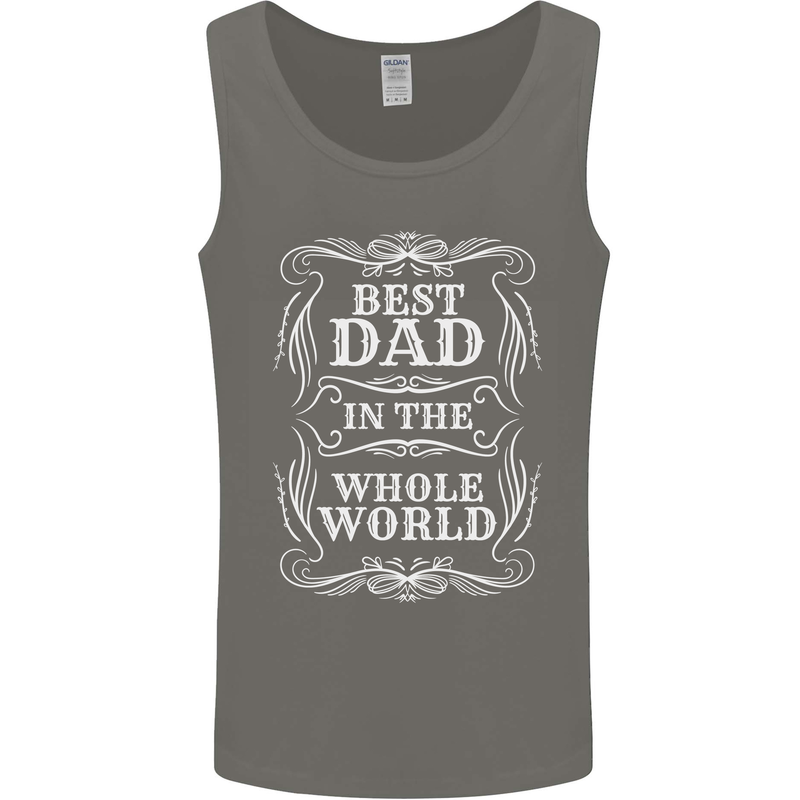 Best Dad in the Word Fathers Day Mens Vest Tank Top Charcoal