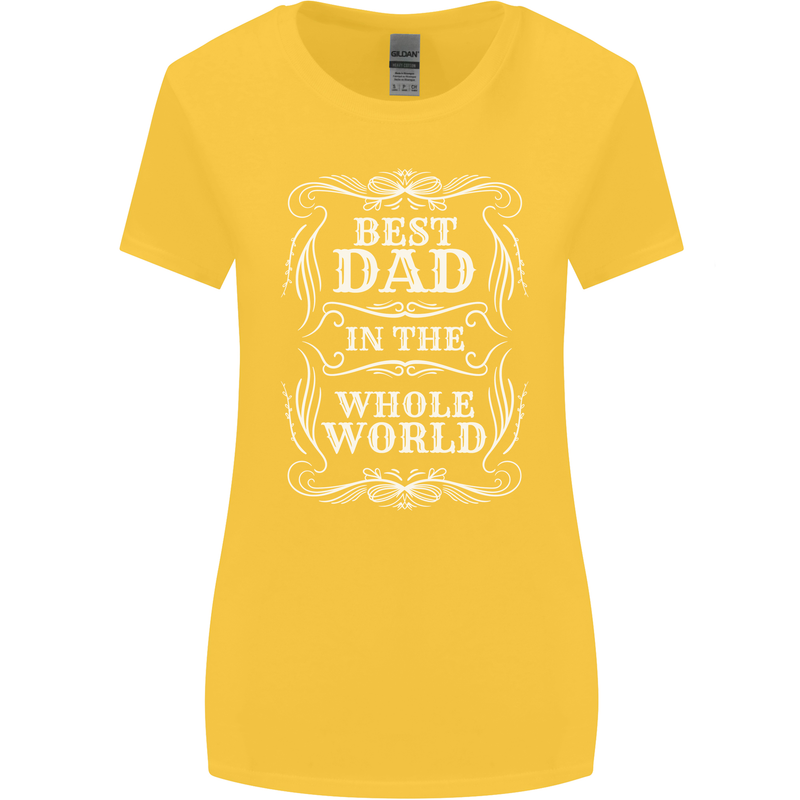 Best Dad in the Word Fathers Day Womens Wider Cut T-Shirt Yellow