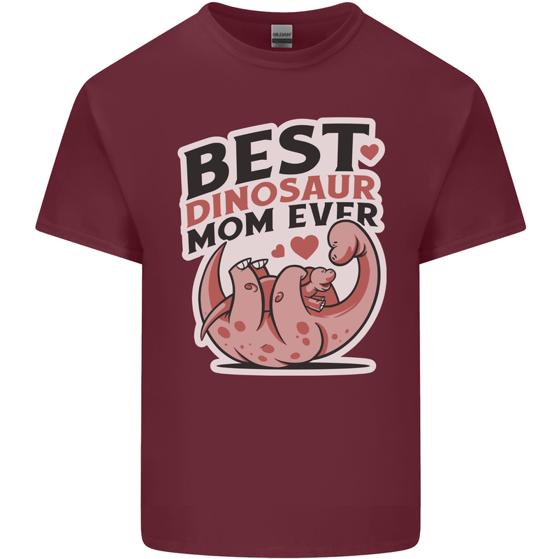 Best Dinosaur Mom Ever Mothers Day Mens Cotton T-Shirt Tee Top Maroon