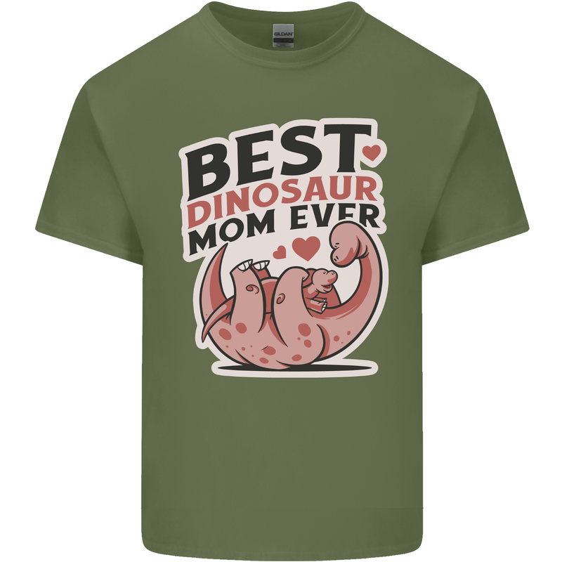 Best Dinosaur Mom Ever Mothers Day Mens Cotton T-Shirt Tee Top Military Green