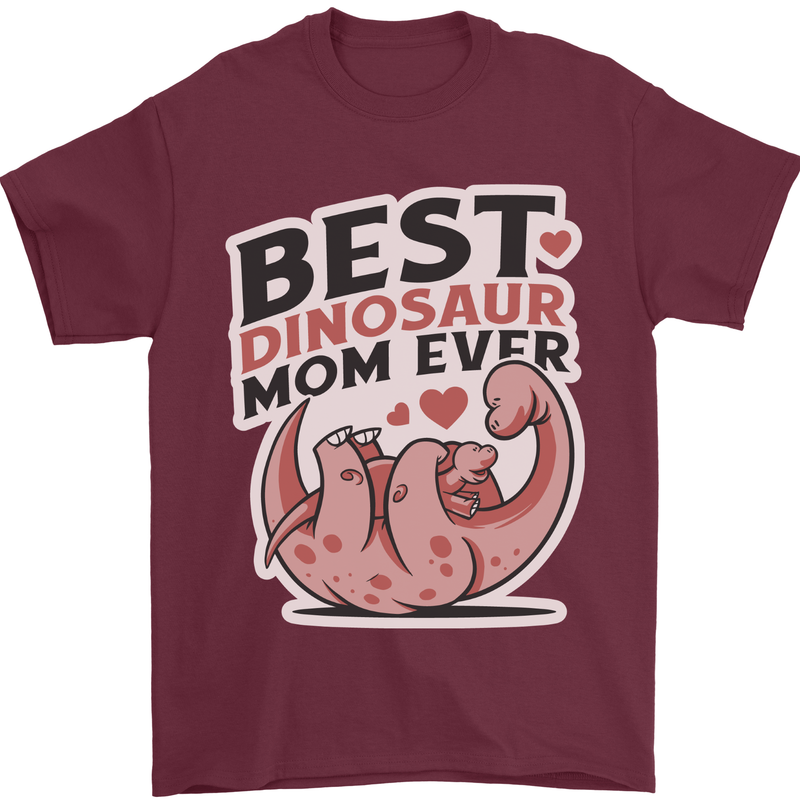 Best Dinosaur Mom Ever Mothers Day Mens T-Shirt 100% Cotton Maroon
