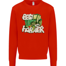 Best Farmer Ever Farming Fathers Day Kids Sweatshirt Jumper Bright Red