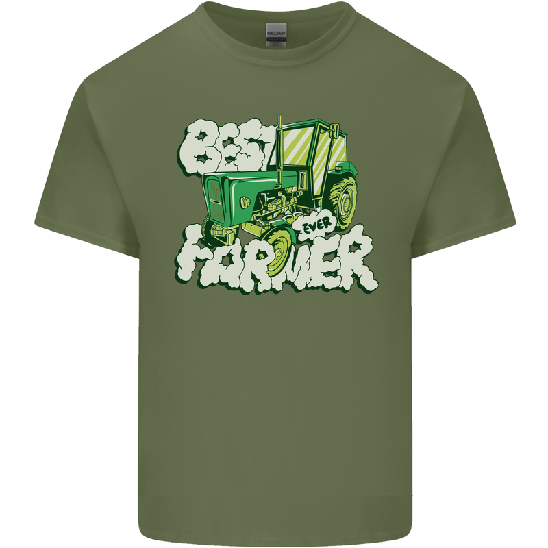 Best Farmer Ever Farming Fathers Day Mens Cotton T-Shirt Tee Top Military Green