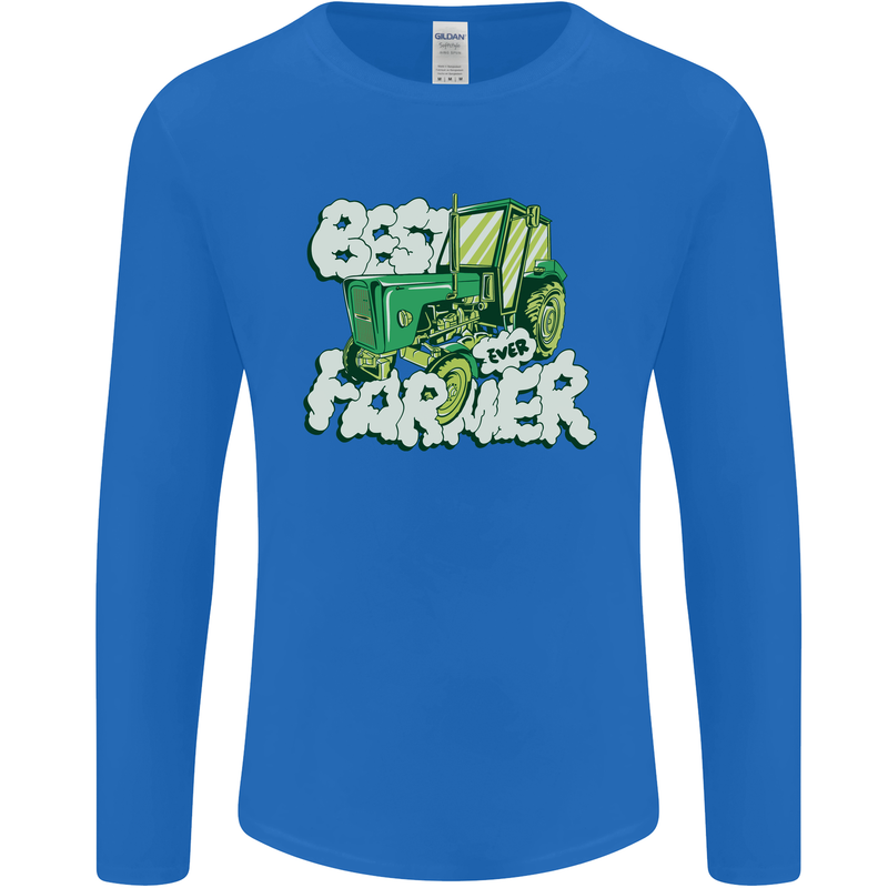 Best Farmer Ever Farming Fathers Day Mens Long Sleeve T-Shirt Royal Blue