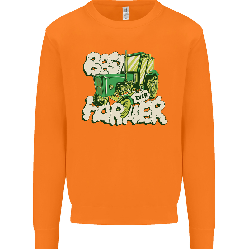 Best Farmer Ever Farming Fathers Day Mens Sweatshirt Jumper Orange