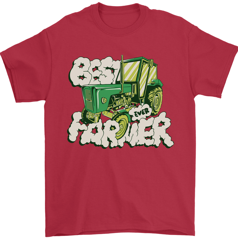 Best Farmer Ever Farming Fathers Day Mens T-Shirt 100% Cotton Red