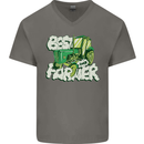 Best Farmer Ever Farming Fathers Day Mens V-Neck Cotton T-Shirt Charcoal