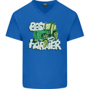 Best Farmer Ever Farming Fathers Day Mens V-Neck Cotton T-Shirt Royal Blue