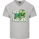Best Farmer Ever Farming Fathers Day Mens V-Neck Cotton T-Shirt Sports Grey