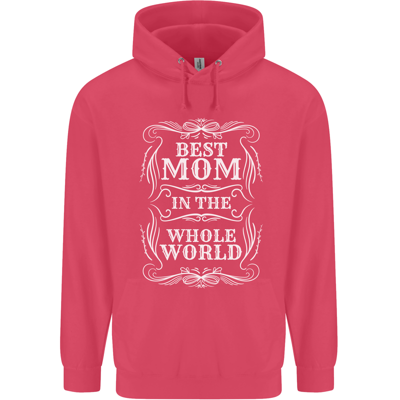Best Mom in the World Mothers Day Childrens Kids Hoodie Heliconia