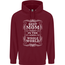 Best Mom in the World Mothers Day Childrens Kids Hoodie Maroon