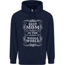 Best Mom in the World Mothers Day Childrens Kids Hoodie Navy Blue