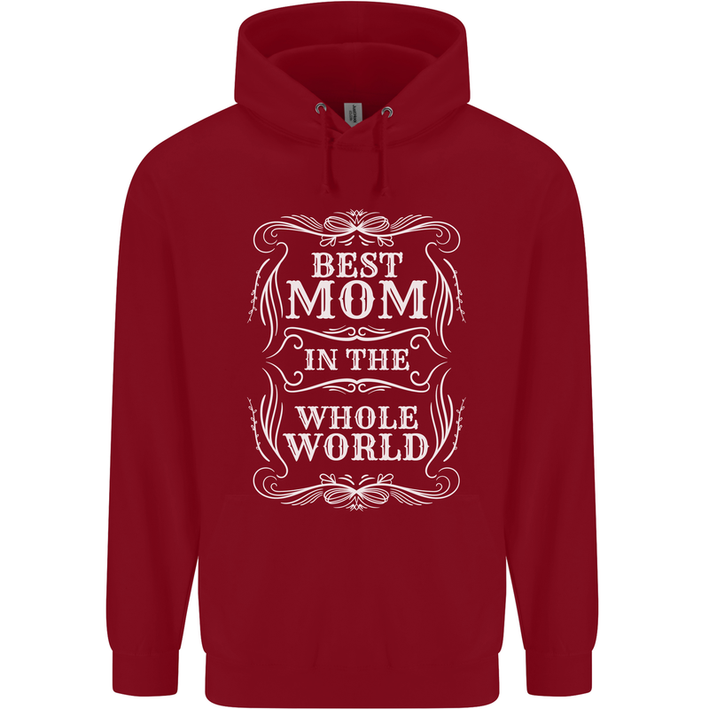 Best Mom in the World Mothers Day Childrens Kids Hoodie Red
