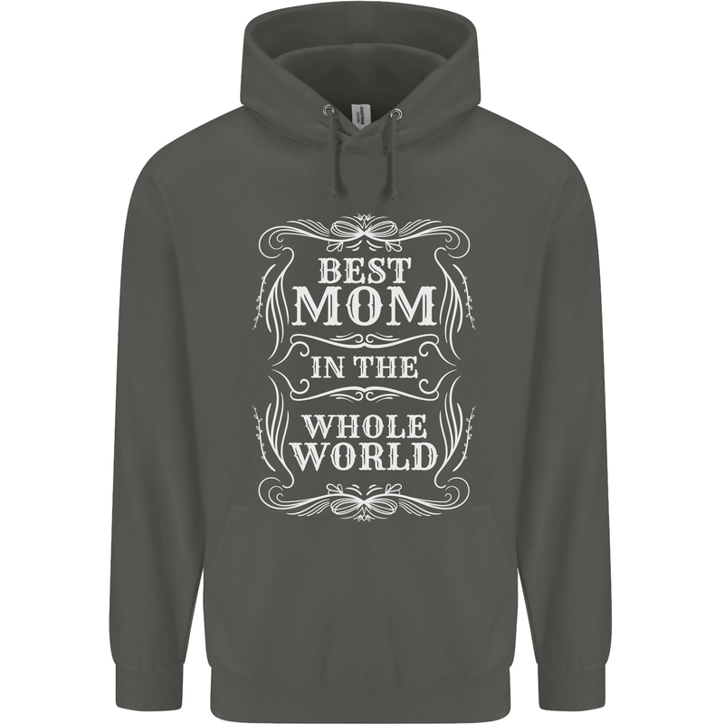 Best Mom in the World Mothers Day Childrens Kids Hoodie Storm Grey