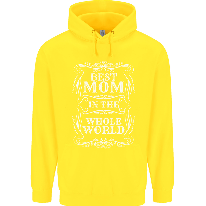 Best Mom in the World Mothers Day Childrens Kids Hoodie Yellow