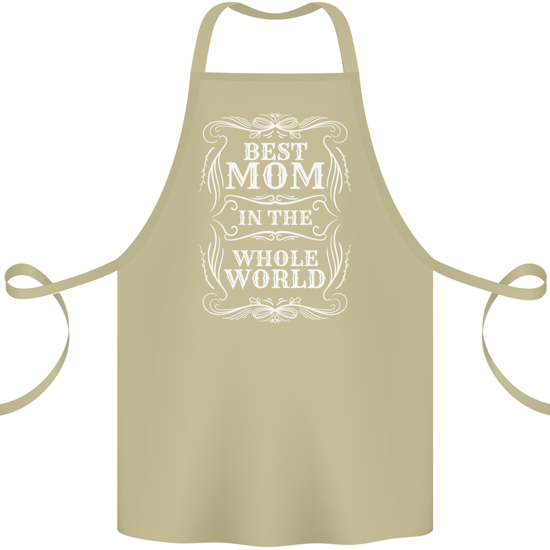 Best Mom in the World Mothers Day Cotton Apron 100% Organic Khaki