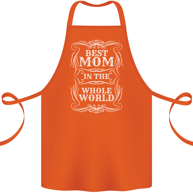 Best Mom in the World Mothers Day Cotton Apron 100% Organic Orange