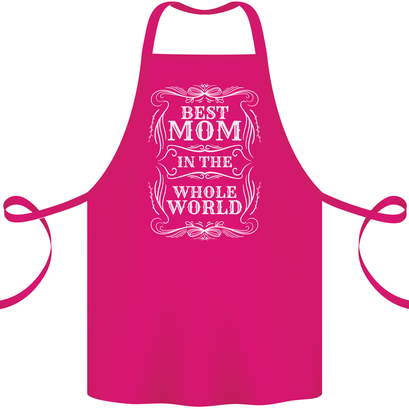 Best Mom in the World Mothers Day Cotton Apron 100% Organic Pink