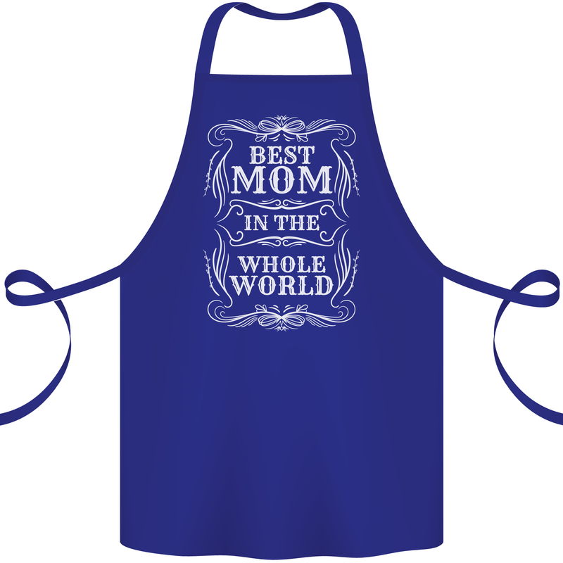 Best Mom in the World Mothers Day Cotton Apron 100% Organic Royal Blue