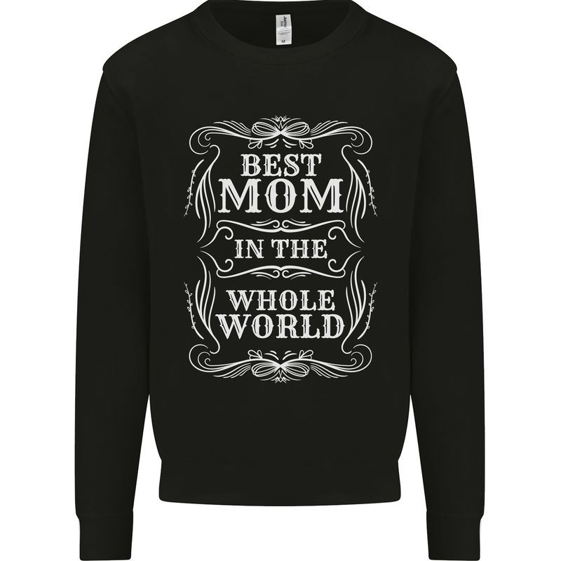 Best Mom in the World Mothers Day Kids Sweatshirt Jumper Black