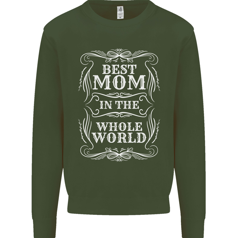 Best Mom in the World Mothers Day Kids Sweatshirt Jumper Forest Green