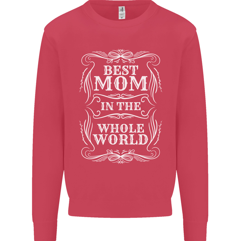Best Mom in the World Mothers Day Kids Sweatshirt Jumper Heliconia
