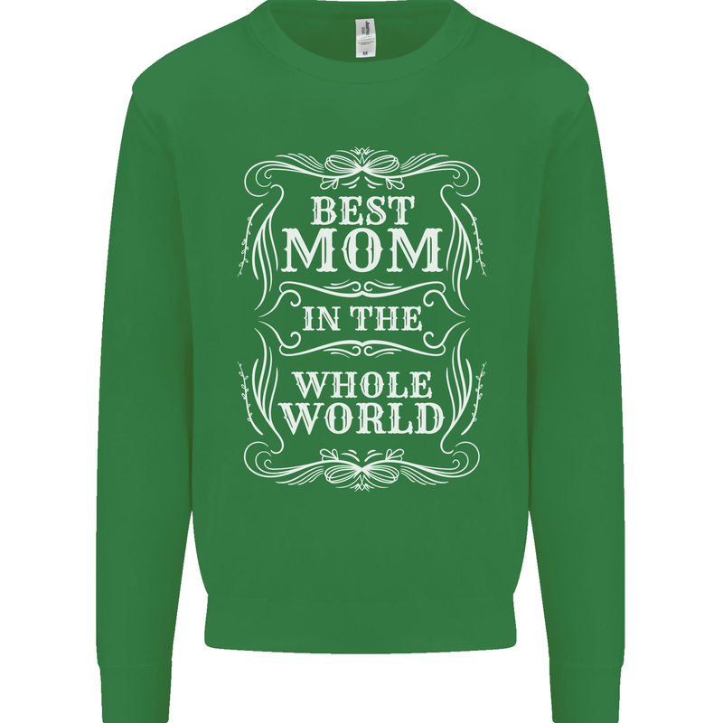 Best Mom in the World Mothers Day Kids Sweatshirt Jumper Irish Green