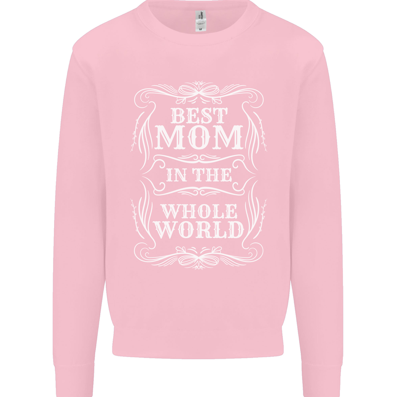 Best Mom in the World Mothers Day Kids Sweatshirt Jumper Light Pink