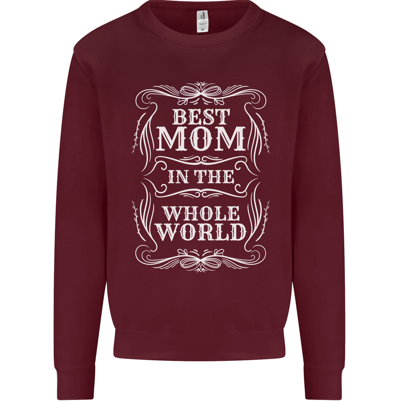 Best Mom in the World Mothers Day Kids Sweatshirt Jumper Maroon