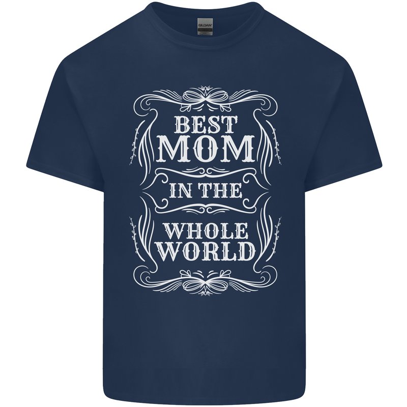 Best Mom in the World Mothers Day Kids T-Shirt Childrens Navy Blue