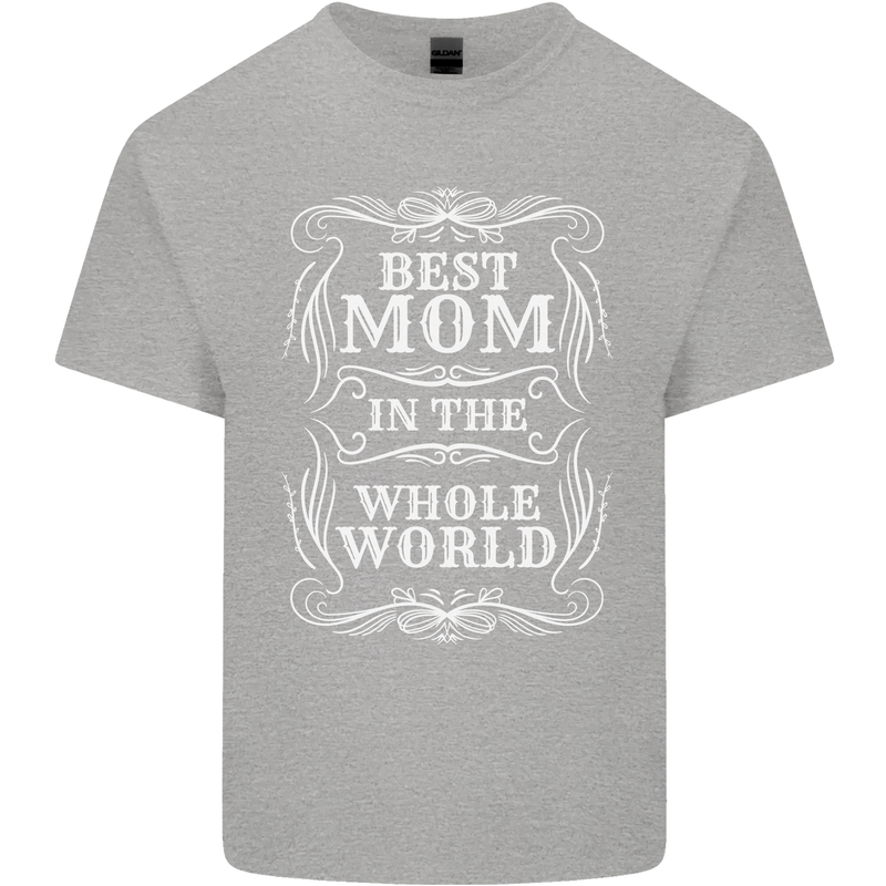 Best Mom in the World Mothers Day Kids T-Shirt Childrens Sports Grey