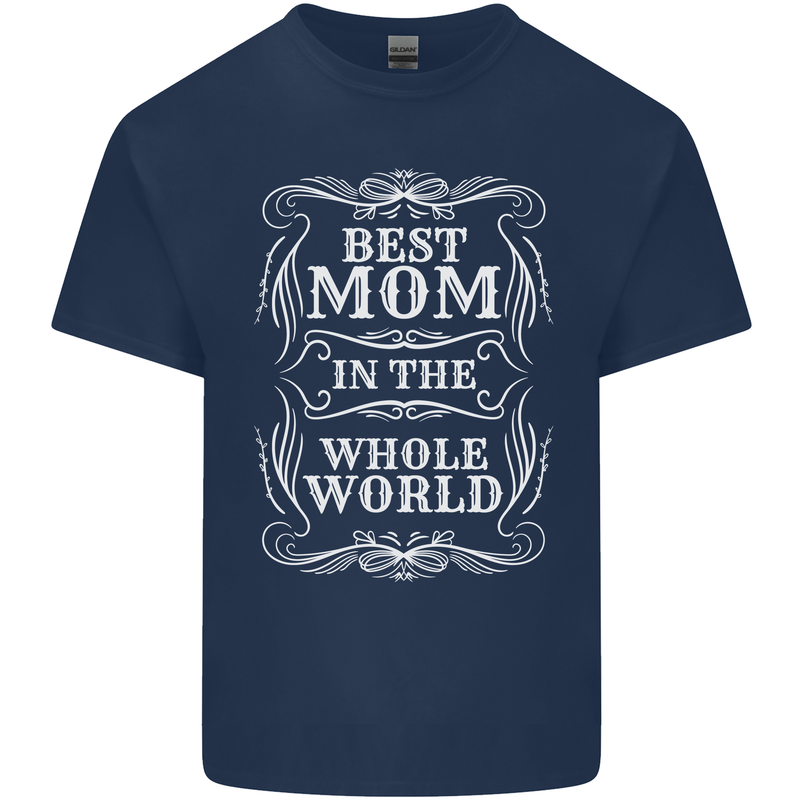 Best Mom in the World Mothers Day Mens Cotton T-Shirt Tee Top Navy Blue