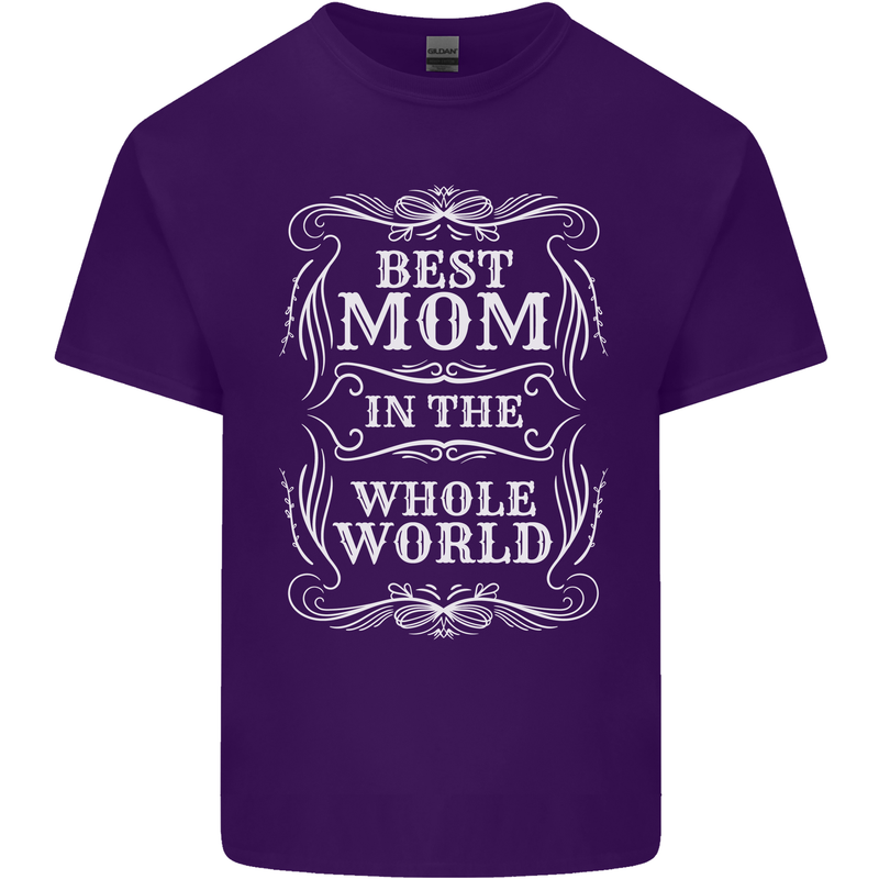 Best Mom in the World Mothers Day Mens Cotton T-Shirt Tee Top Purple