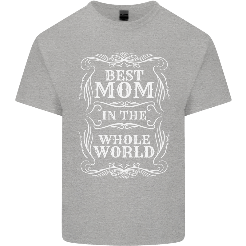 Best Mom in the World Mothers Day Mens Cotton T-Shirt Tee Top Sports Grey