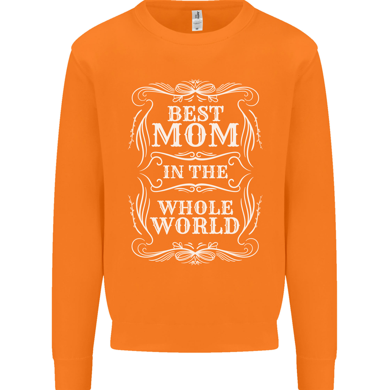 Best Mom in the World Mothers Day Mens Sweatshirt Jumper Orange