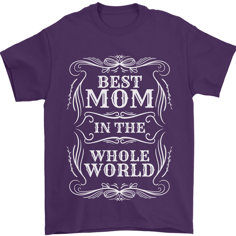 Best Mom in the World Mothers Day Mens T-Shirt 100% Cotton Purple