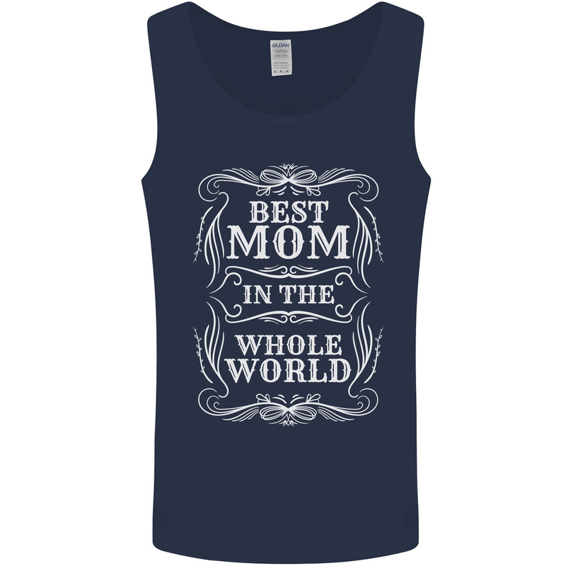 Best Mom in the World Mothers Day Mens Vest Tank Top Navy Blue