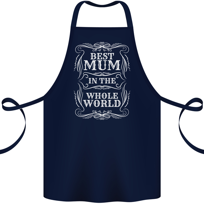 Best Mum in the World Mothers Day Cotton Apron 100% Organic Navy Blue