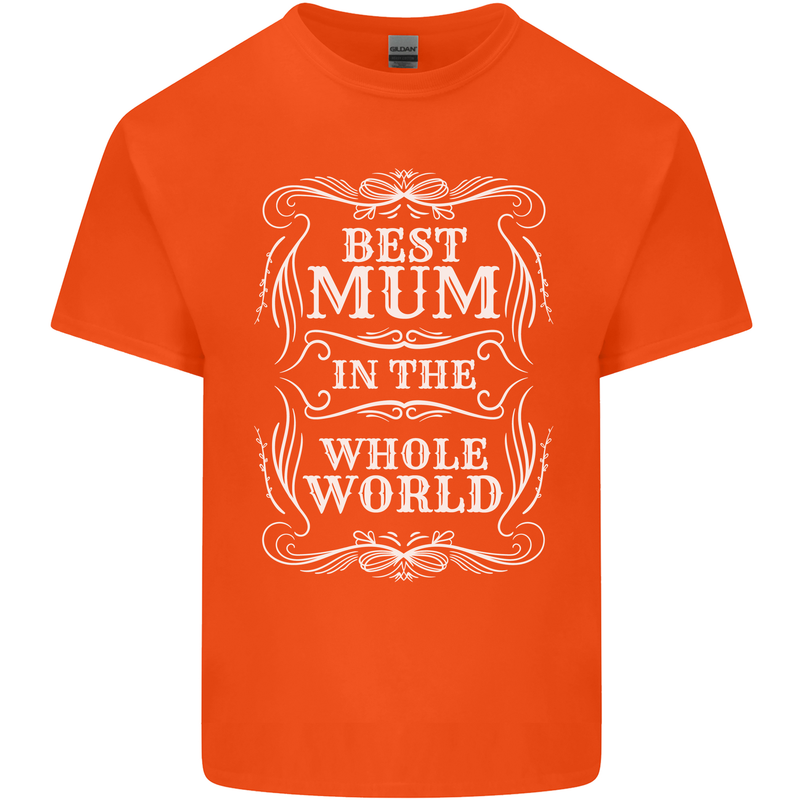 Best Mum in the World Mothers Day Mens Cotton T-Shirt Tee Top Orange