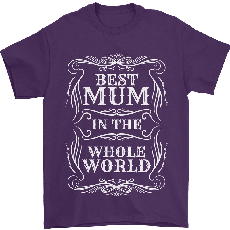 Best Mum in the World Mothers Day Mens T-Shirt 100% Cotton Purple