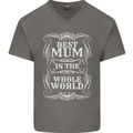 Best Mum in the World Mothers Day Mens V-Neck Cotton T-Shirt Charcoal