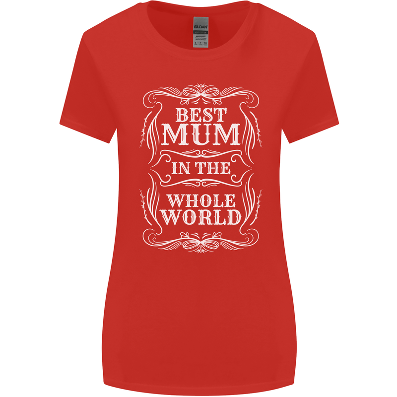 Best Mum in the World Mothers Day Womens Wider Cut T-Shirt Red