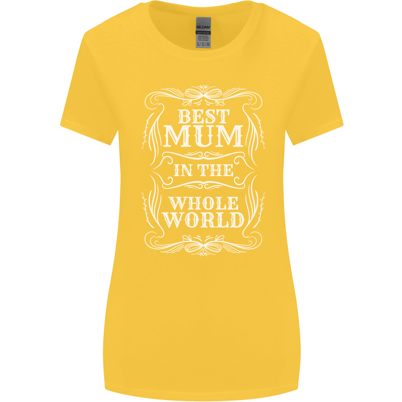 Best Mum in the World Mothers Day Womens Wider Cut T-Shirt Yellow