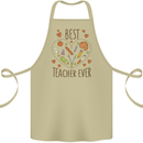 Best Teacher Ever Teaching Maths English Science Cotton Apron 100% Organic Khaki