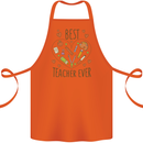 Best Teacher Ever Teaching Maths English Science Cotton Apron 100% Organic Orange